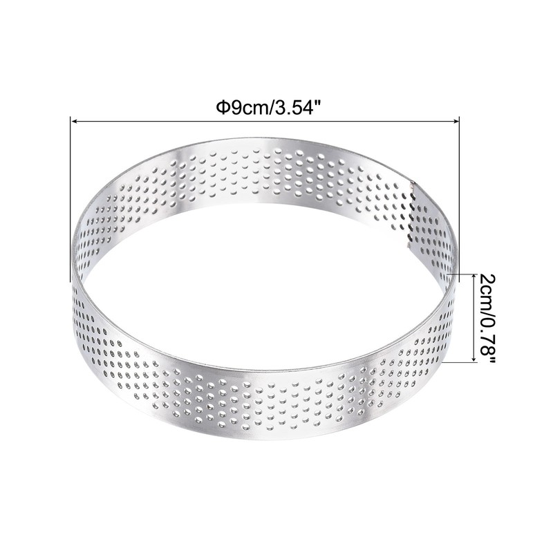 Stainless Steel Circular Cake Rings 3.5" Perforated Cake Mousse Ring Baking Mold gallery