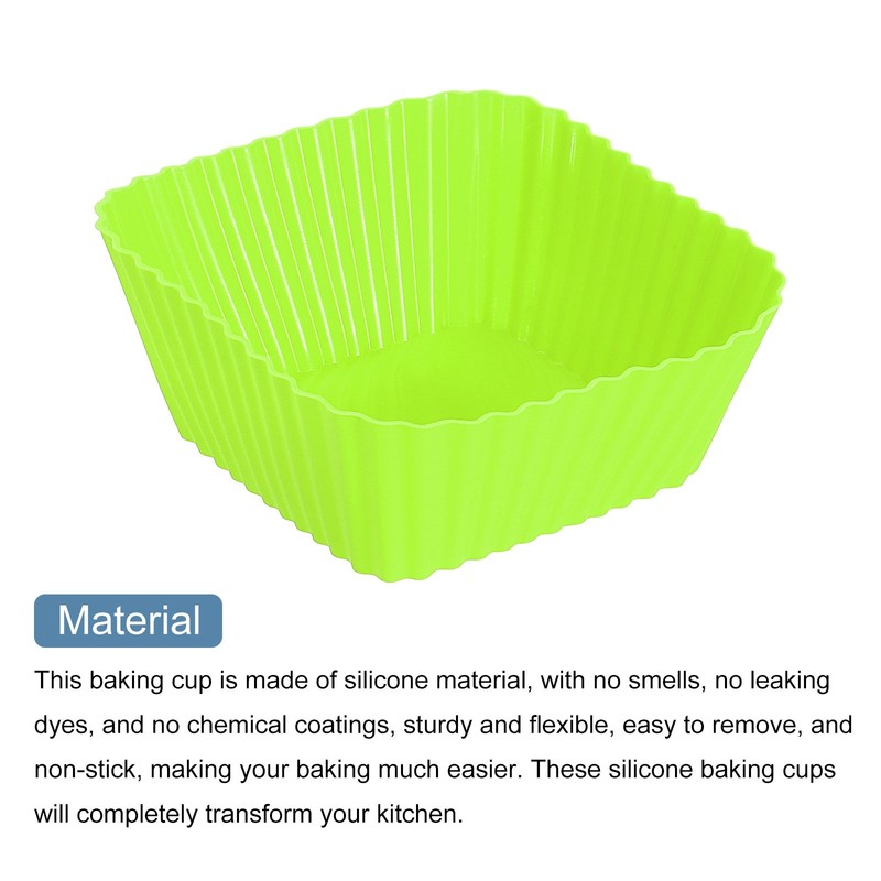36Pcs Silicone Cupcake Baking Cups, 2.8" Square Muffins Liners Green gallery