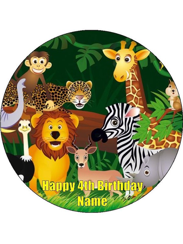 Jungle Animal Cake Topper Edible Icing Birthday Cake Decorations (3 Sizes) #01 gallery