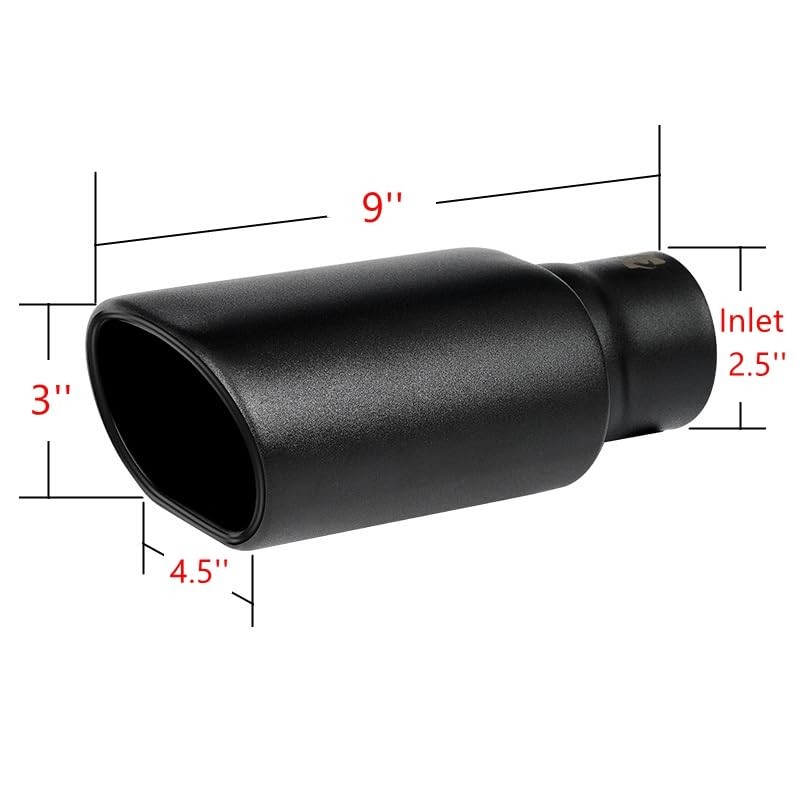 2.5'' Inlet Exhaust tip Stainless Steel,Rectangle Muffler Tail Pipe | Fit Black gallery
