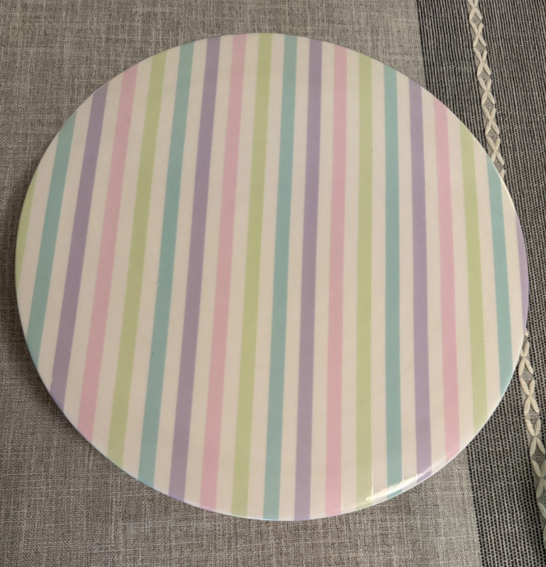 🎂 N D Exclusive Pastel Striped Ceramic Cake Stand • 12" Tall • Spring/Easter gallery