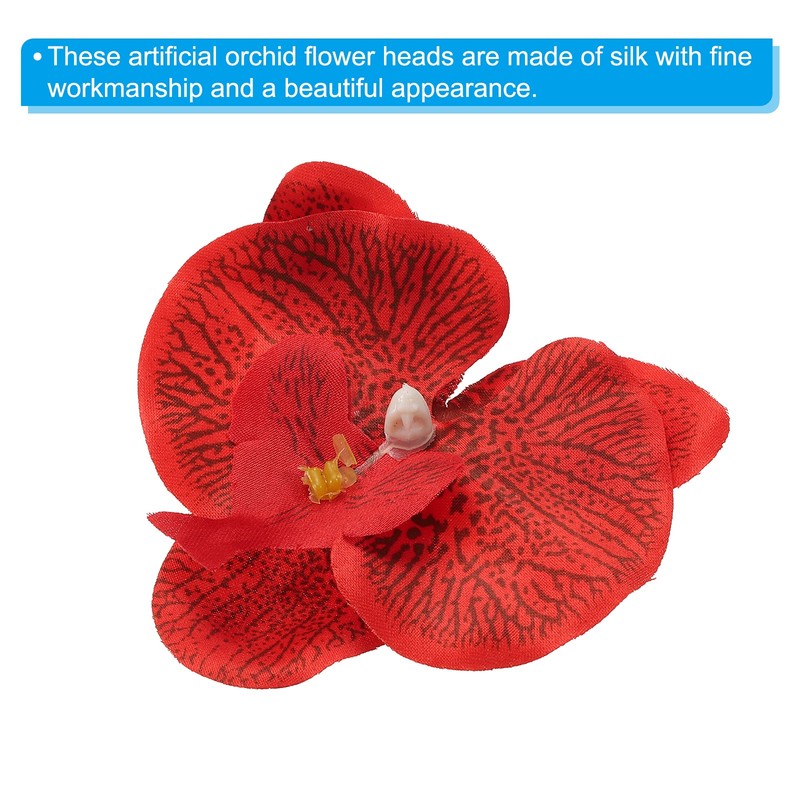 40Pcs 3.5" Artificial Silk Butterfly Orchid Flower Heads for DIY, Red gallery