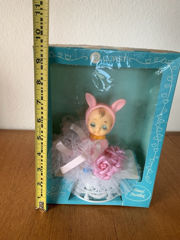NOS Vtg Pink Bunny Cake Topper MCM 1960s Easter, Baby Shower, Gender Reveal-RARE gallery