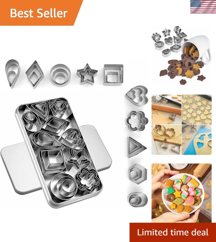 30Pcs Mini Cookie Cutter Set – Fun Shapes & 3 Sizes | Stainless Steel Safety