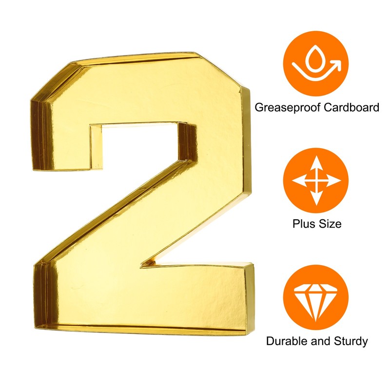 8.3" Cardboard Number for Charcuterie, Cardboard Food Tray (Gold Number 2) gallery