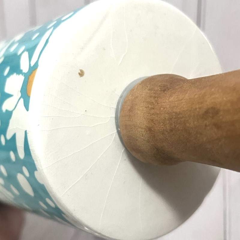 The Pioneer Woman Flea Market Teal Daisy Floral Rolling Pin Cottagecore gallery