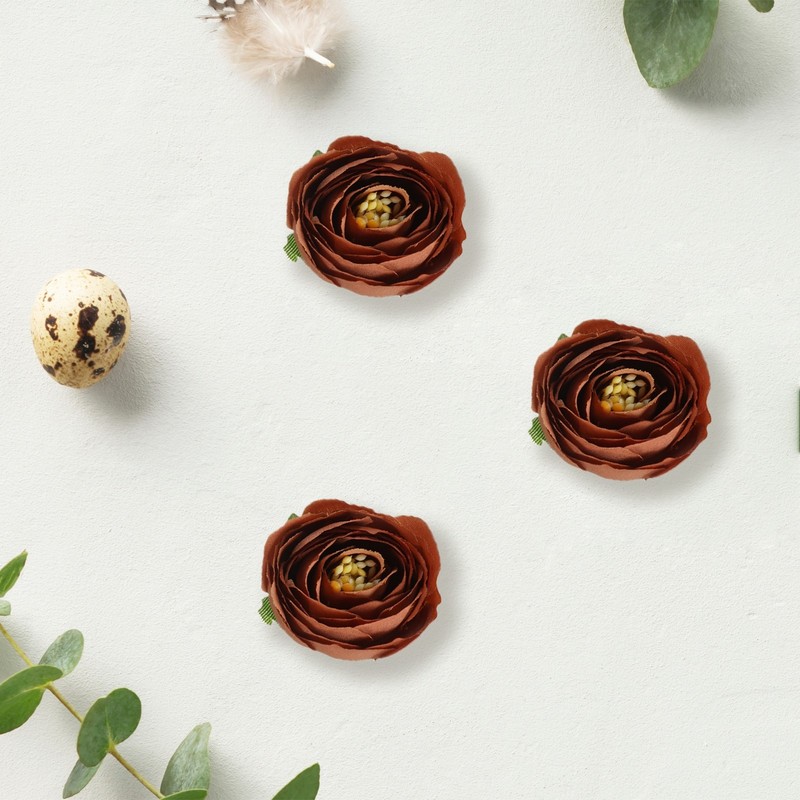 30pcs Artificial Camellia Flower Heads1.2" Silk Fake camellia Heads Coffee gallery