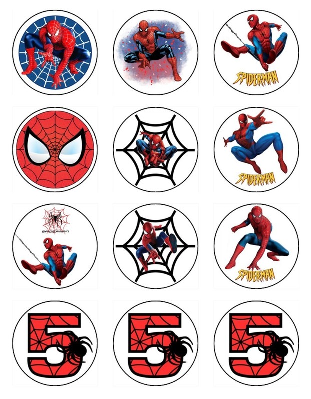 Spiderman Age 1-10 Edible Cupcake Toppers Wafer Superhero Cake Decorations gallery