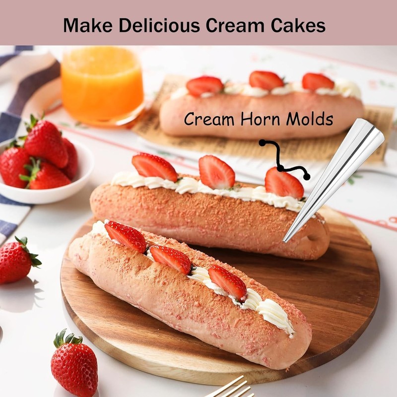 20pcs Cream Horn Molds For Baking Non-Stick Conical Cannoli Tubes Molds 4.7in... gallery