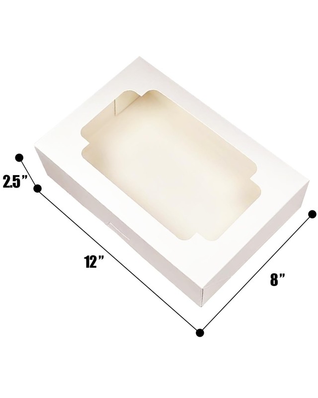 Auto-pop Up White Cookie Box Window 12x8x2.5 Inch 32 Packs Folding Pastry gallery