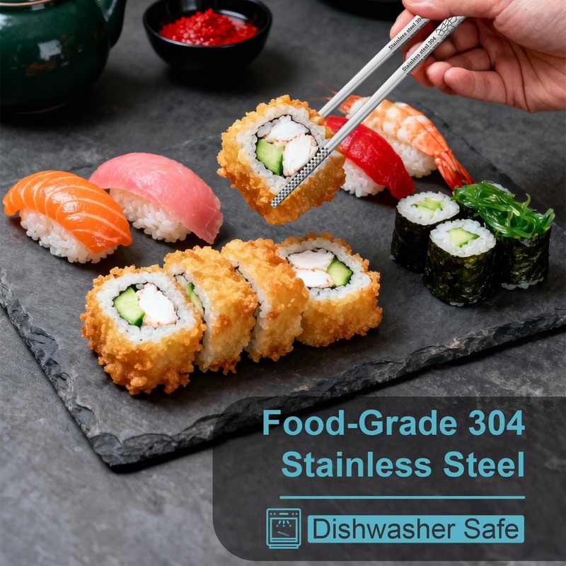 Reusable Metal Chopsticks â€“ Premium 304 Stainless Steel, Non-Slip & Dishwasher gallery
