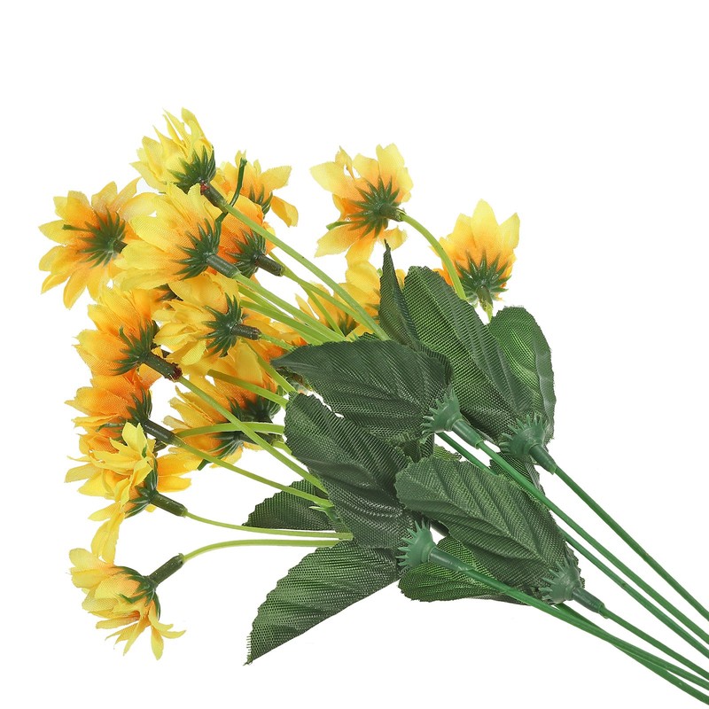 2Pcs 22 Heads Artificial Silk Sunflowers with Stems, Light Orange gallery