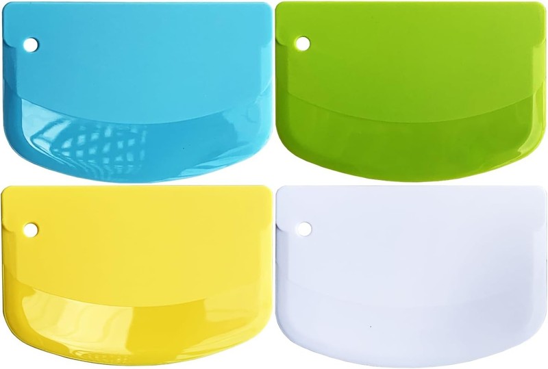 4PCS Food-Safe Plastic Dough Scraper Set