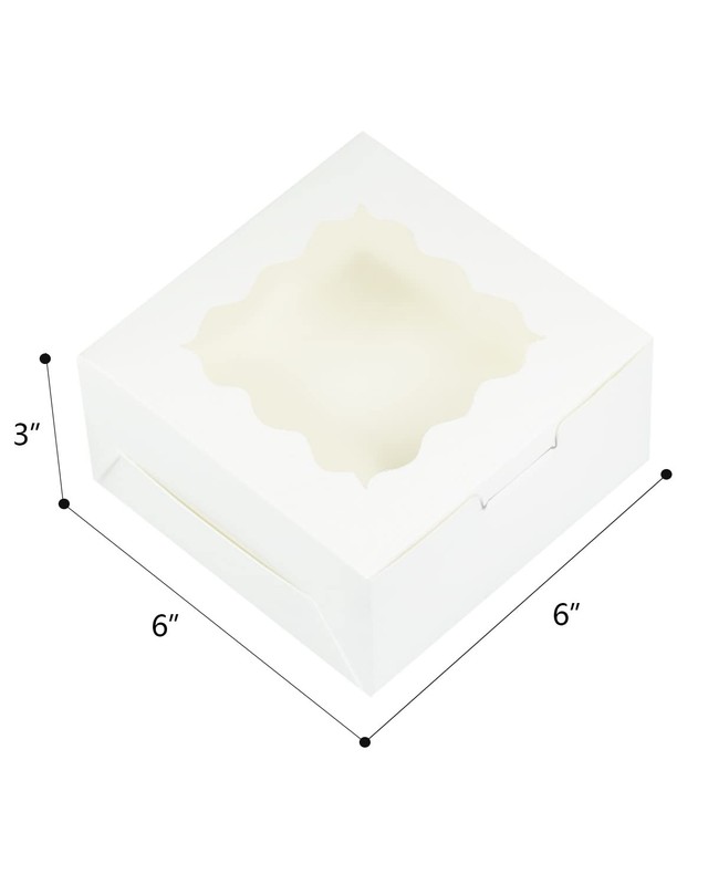 Bakepacker 100pcs White Cookie Boxes 6x6x3 inches Easy Assemble Macaroon Pastry gallery