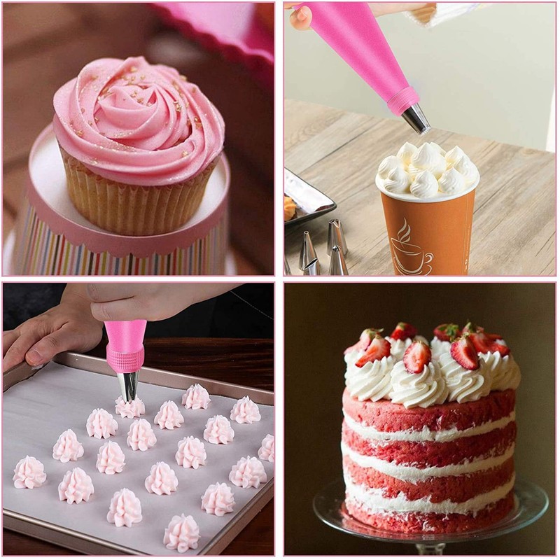 Silicone Icing Piping Bag,Reusable Cream Pastry Bag and 14× Stainless Steel N... gallery