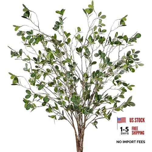 43’’ 6Pcs Artificial Ficus Branches Faux Leaf Spray Green Eucalyptus 6 Pieces