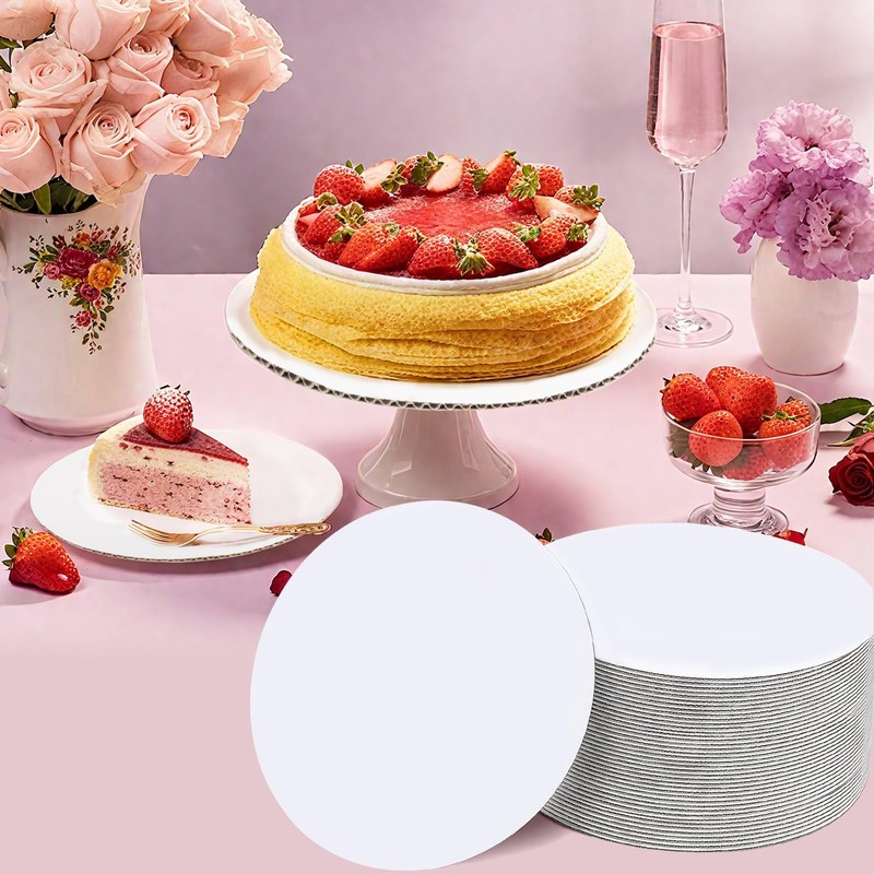 50-Pack Cake Boards 14 inch Round, Cardboard Cake Board Rounds, White Disposa... gallery