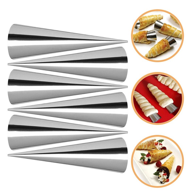 6Pcs Reusable Stainless Steel Tubular Croissant Molds for Bread and Pastries gallery