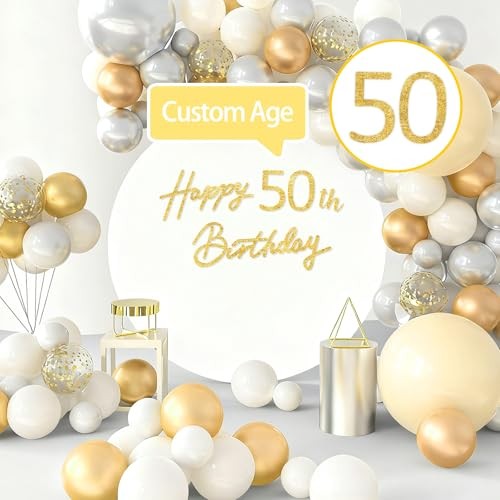Happy Birthday Sign for Backdrop - Glitter Gold Felt Banner 50th-Glitter Gold gallery