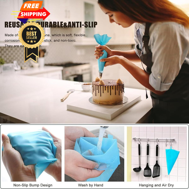 21pcs/set Cake Decorating Tools,Piping Bags and Tips Set;with 12 Inch, Blue gallery