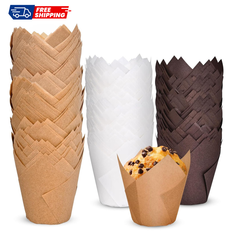 120 Count Food Grade Parchment Tulip Baking Cups Cupcake Wrappers