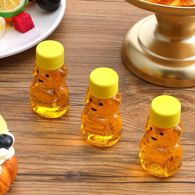 2 oz Plastic Bottle Bear Shape Clear Honey Containers Dispenser with Lid Jars gallery