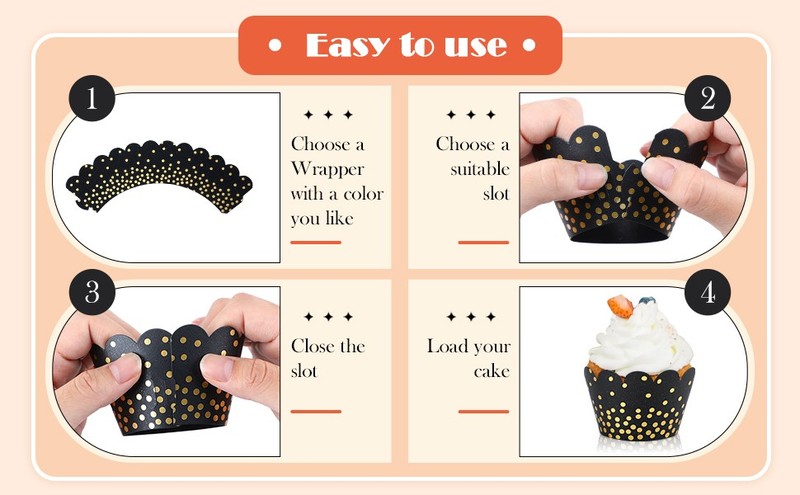 60 Pcs Gold Polka Dots Cupcake Wrappers Adjustable Graduation Cupcake Liners gallery