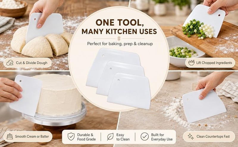 3 Piece Plastic Dough Scraper, Trapezoidal Bread Scraper Bowl gallery