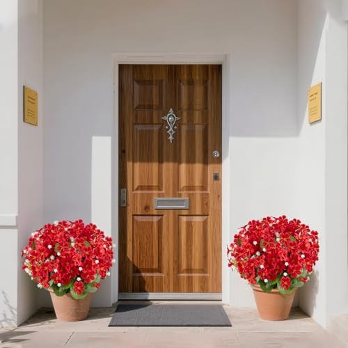 14'' Artificial Geraniums Flowers for Outdoors,12 Bundles Mixed Fake Silk Red gallery