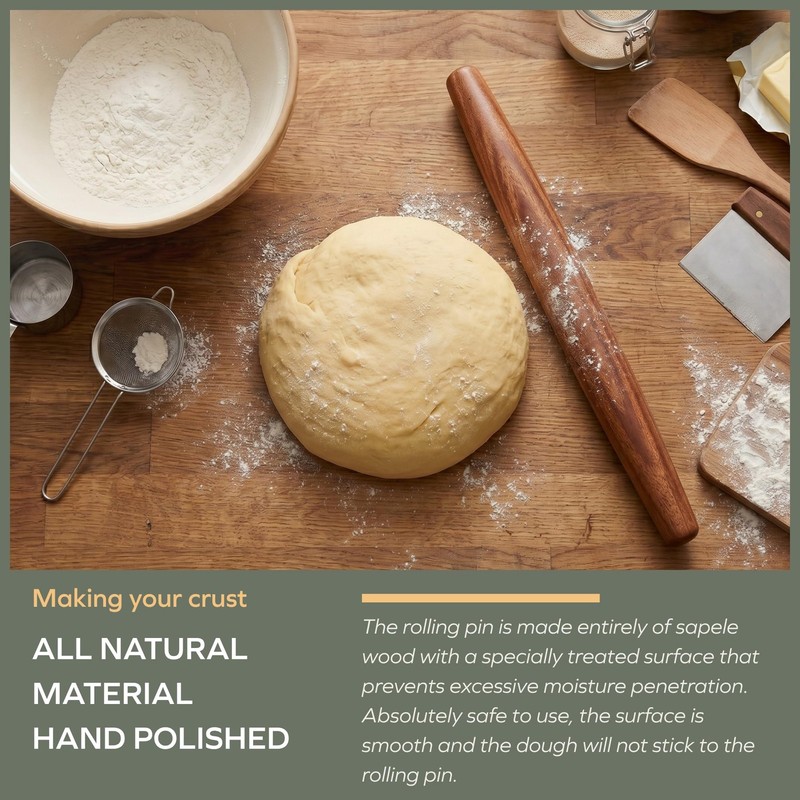 French Rolling Pin and Silicone Baking Mat Set, Sapele Wooden Rolling Pin 15.... gallery