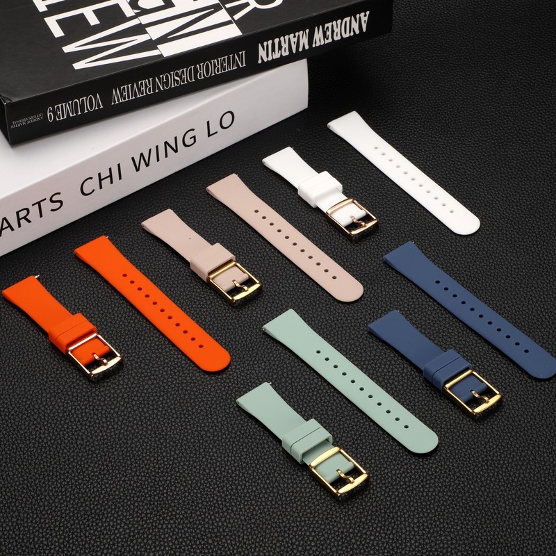 Silicone Watch Strap 22mm Quick Release Clasp Black Dark Green gallery