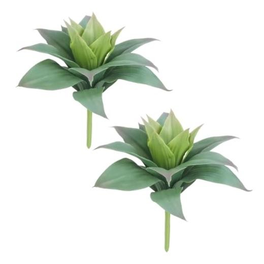 2 Pcs Large Agave Plants Artificial Succulents Fake Succulents Unpotted Green