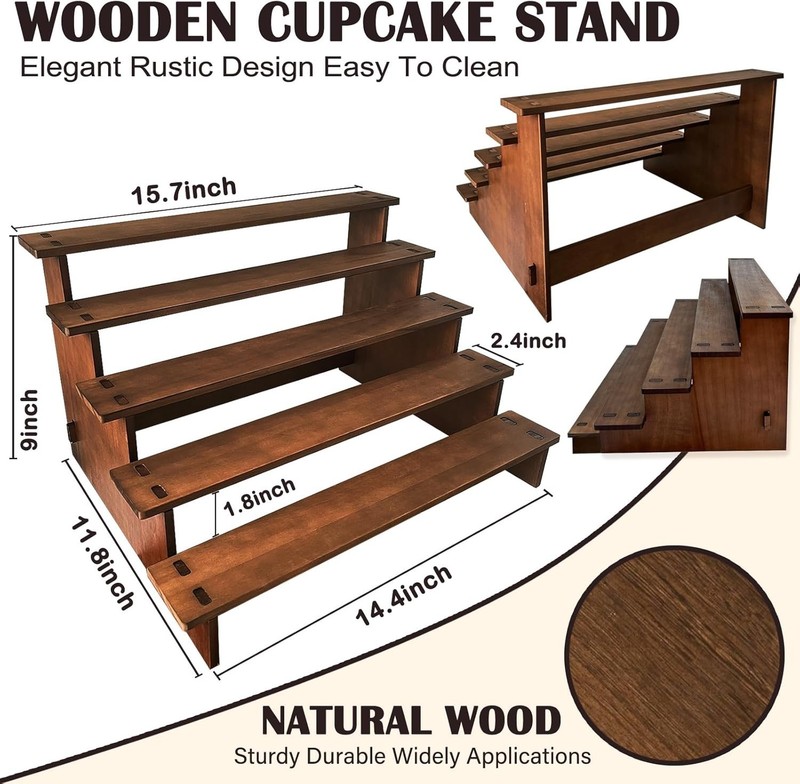 Wooden Cupcake Stand 5 Tier Cupcake Stand Cupcake Holder Rustic Wood Cupcake ... gallery