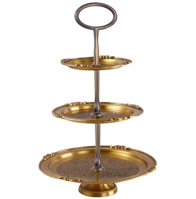 15 Inches 3-Tier Cupcake Retro Golden Stand Hardware Fitting, Metal Mold Oval... gallery