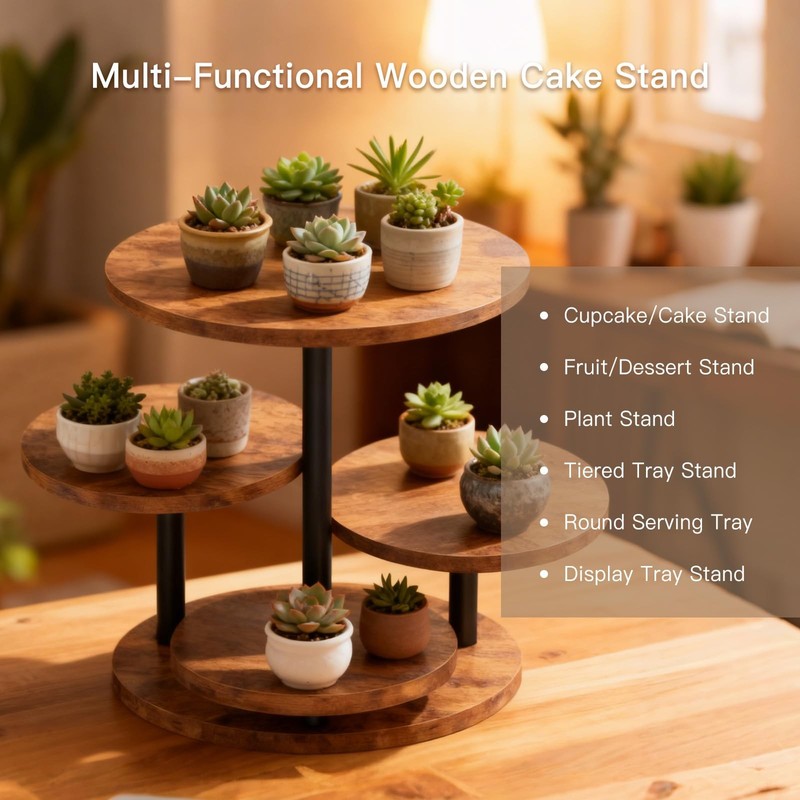 Cupcake Stand 4 Tier Cupcake Tower Stand for 50 Cupcakes,360° Rotating Wood C... gallery