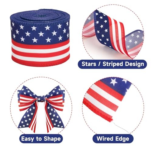 250th Anniversary Patriotic Wired Ribbon - 2-1/2 Inch x 11 Yds Red Red Blue gallery