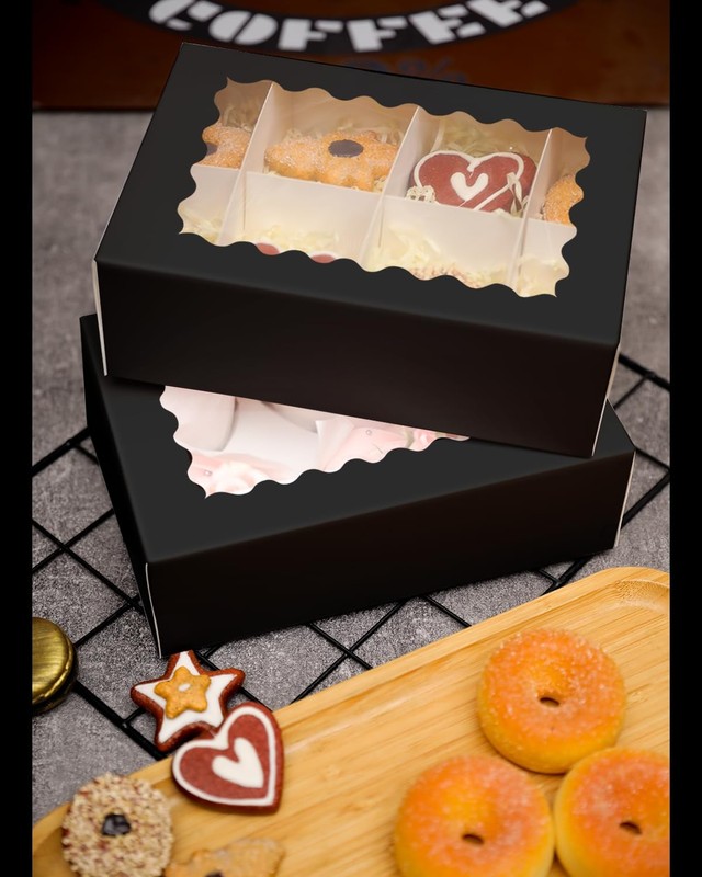 Black 6 Cupcake Boxes with Window Auto-pop up 30 Packs Cupcake Box 9x6.1x3.3 ... gallery