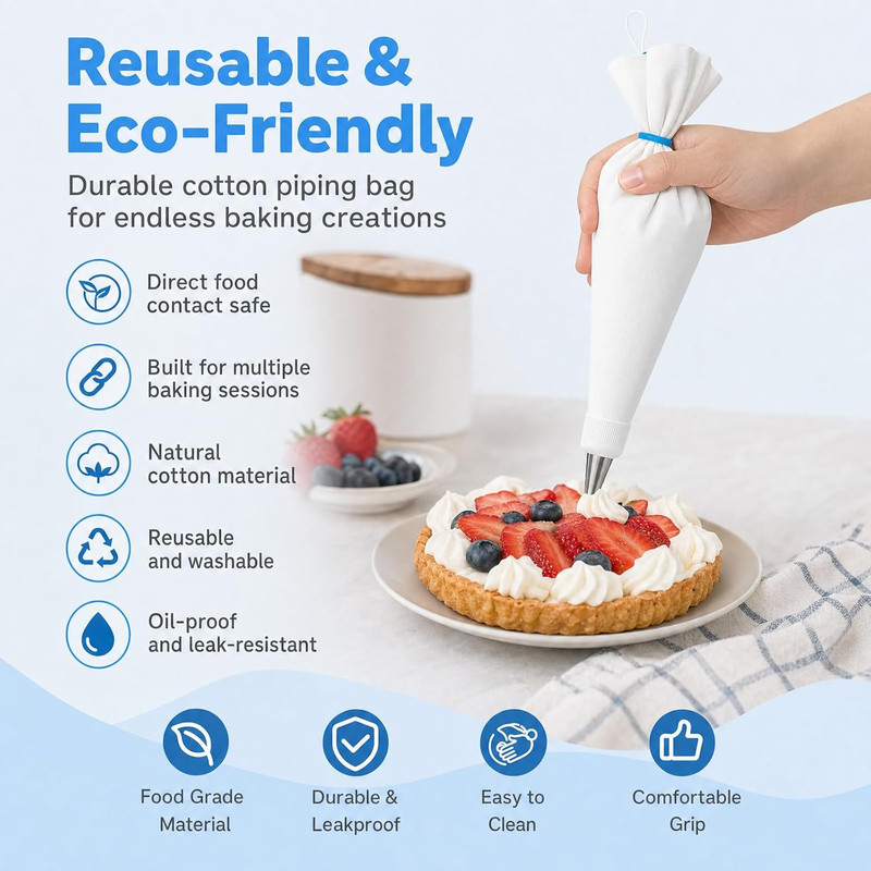 Reusable Piping Bags and Tips Set – 16" Pastry Bags for Cake Decorating, Cupcake gallery