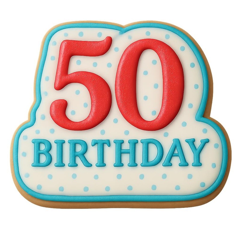 Elegant 50th Birthday Cookie Cutter & Stamp, Fondant & Clay - 4x3 gallery