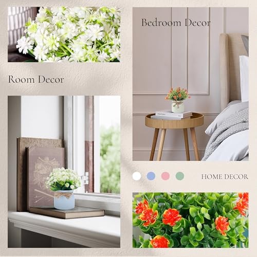 Pack Fake Flowers Artificial Plants Indoor for Home Kitchen Office Dining 4 gallery