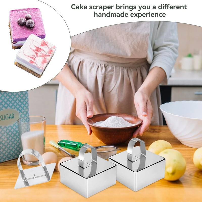 4 Pieces Food Ring Molds Set, Stainless Steel Cake Ring Mold with Pusher, for... gallery