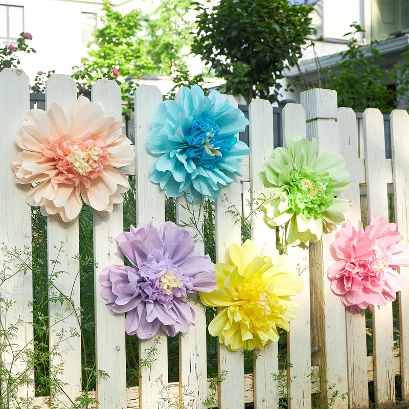 Sunbeauty Pastel Paper Flowers 6Pcs Large Tissue Paper Flowers Decoration For gallery