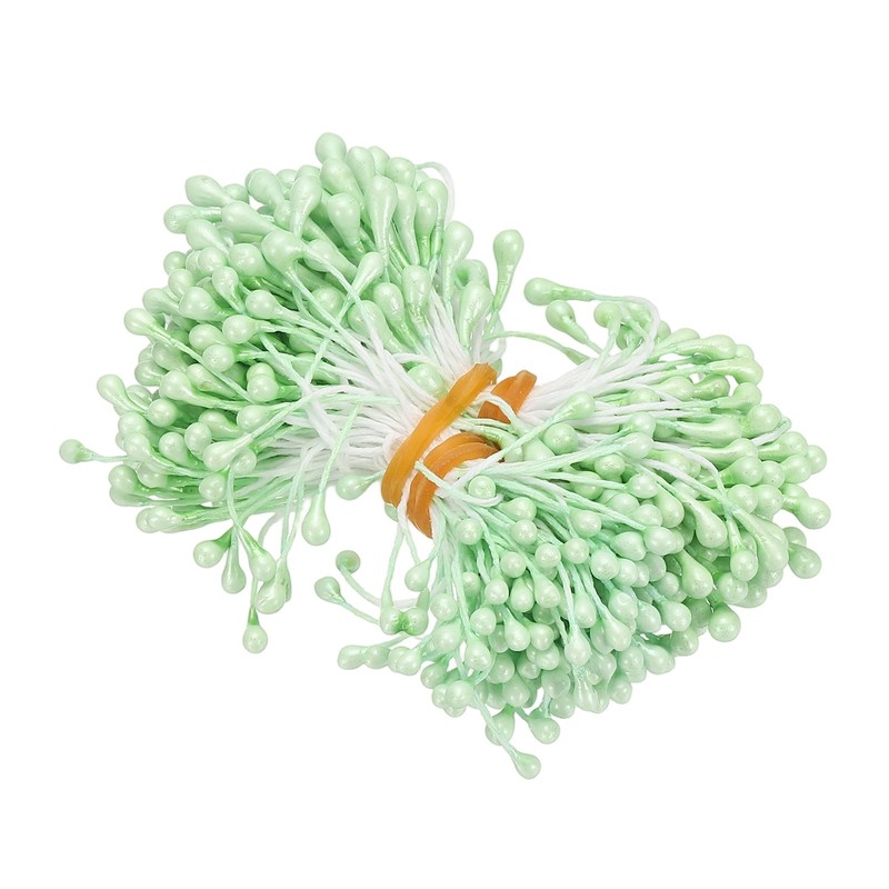 300Pcs 3mm Double Heads Flower Stamen Artificial Flower Pistil Mint Green