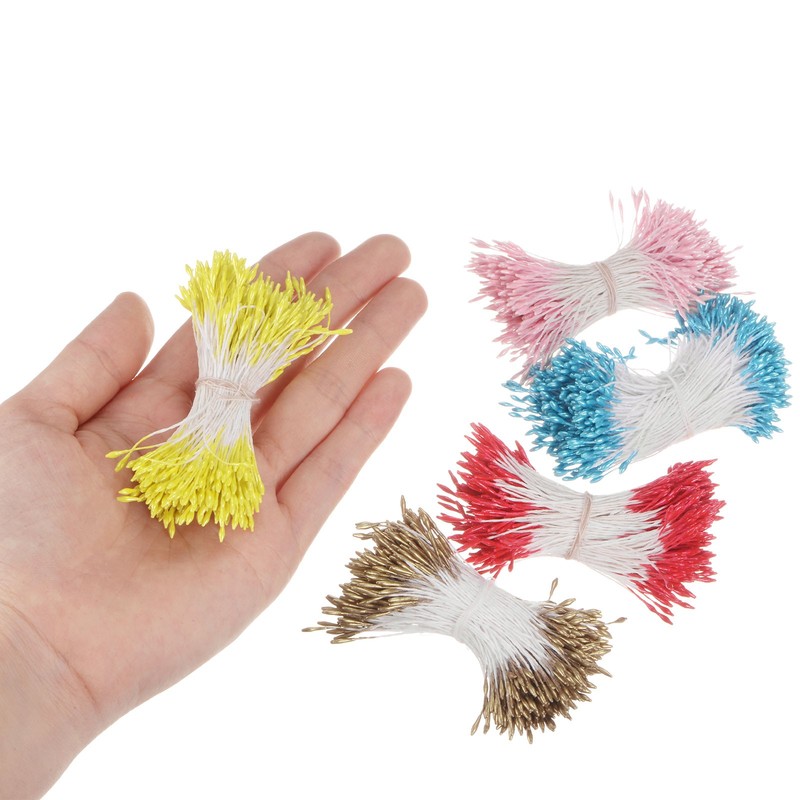 1080 Pack Double Heads Flower Stamen-1mm Flower Pistil for DIY(Yellow) gallery