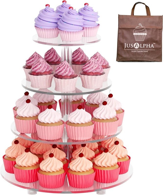 Large 4 Tier Cupcake Stand,Acrylic Round Cake Stand Dessert Tower Tea Party S... gallery