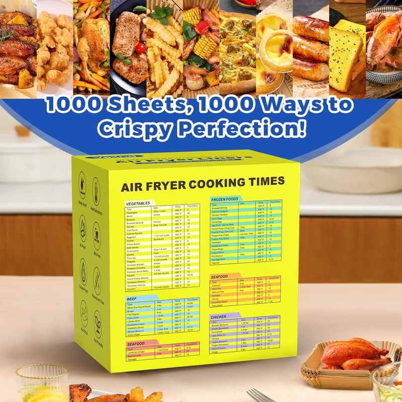 1000 Pcs Air Fryer Paper Liners Value Pack, 8" Square Air Fryer Liners Dispos... gallery