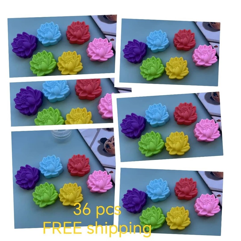 36pcs FLOWER SILICONE MOULD 5cm FLORET MUFFIN CUPCAKE (mixed color) -FREE SHIP