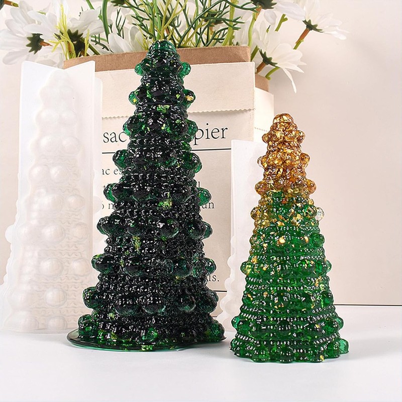 4Pcs 3D Christmas Tree Silicone Molds for Candle Soap Resin Fondant Crafts gallery
