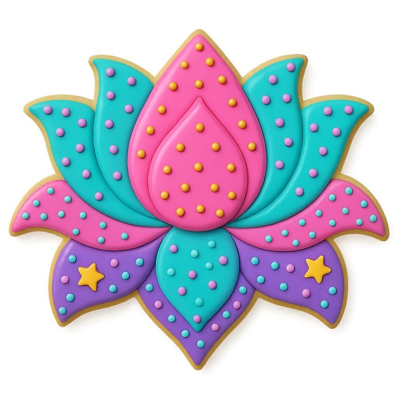 Detailed Lotus Blossom Cookie Cutter & Stamp - 4x3" gallery