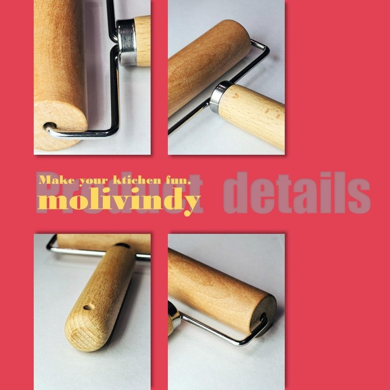 Small Rolling Pin Wooden Dough Roller Non-Stick Pizza Baker Set 1 PCS gallery